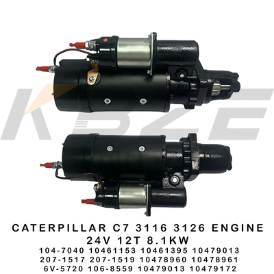 6V-5720 106-8559 CAT C7 3116 3126 MOTOR 24V 12T 8.1KW MOTOR DE INICIAÇÃO 104-7040 10461153 10461395 207-1517 207-1519 PARA E320 E322 E325 EXCAVATOR